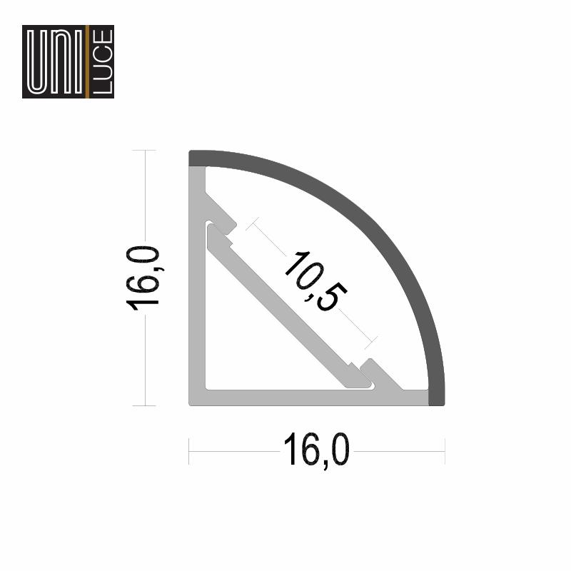 AL PROFILE IP UNI-C-16x16-IP65