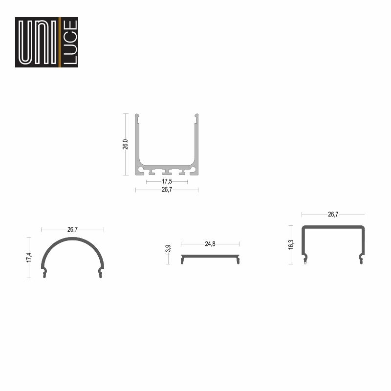 AL PROFILE MIDI UNI-S-26,7x26RO